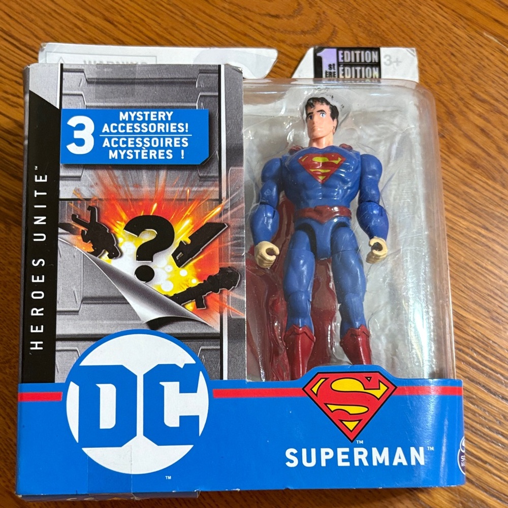 DC Superman Figure with three mystery accessories- new in box